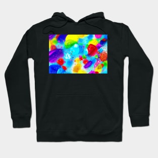 Abstract vibrant colors fun, celebration and joy paints merging, merging, underwater cool blue Hoodie